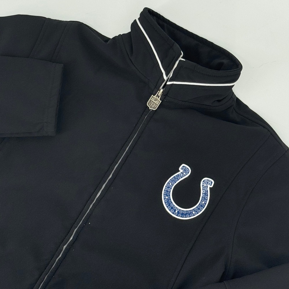 NFL Pro Line Indianapolis Colts Women Small Black Full Zip‎ Sequin Track Jacket